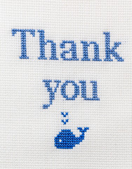 Nice phrase embroidered cross. Gratitude Thank you! A series of embroidered titles. Little blue whale at the bottom