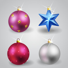 Set of Christmas decorations for the Christmas tree.