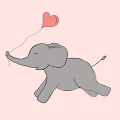 Cute elephant doodle. Vector image