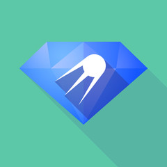 Long shadow diamond icon with a vintage satellite