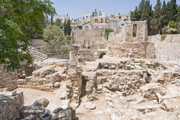 Ancient Pool of Bethesda ruins. Old City of Jerusalem, Israel.
