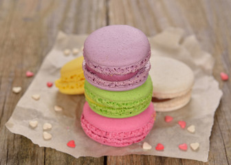 Multicolored macaroon cookies