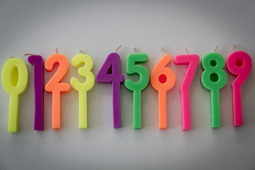 Colorful Candles shaped as numbers