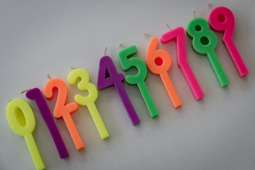 Colorful Candles shaped as numbers