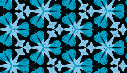 Ornamental bird and fish texture in Escher style