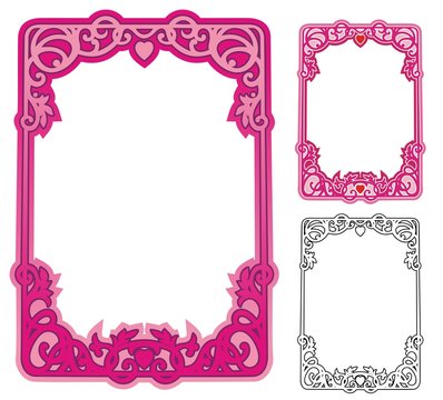 Lacy pink romantic border in 60's pop style.