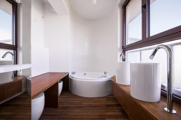 Naklejka na ściany i meble White and brown bathroom design