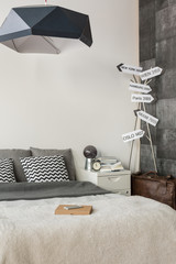 Contemporary room with signpost decoration