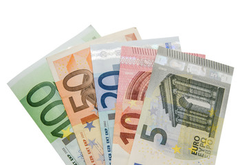 Fototapeta na wymiar Euro banknotes isolated on white background