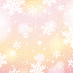 Light background with bokeh and blurred snowflakes, vector