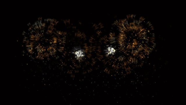 Великолепный салют в ночном небе, анимация с альфа каналом.