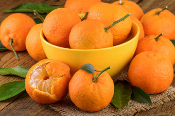Mandarins Tangerines in Yellow Bowl