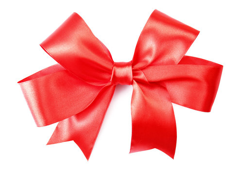Big red bow isolated on white background