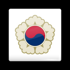 South Korea Variant Flag. Glassy Icon Square Shape