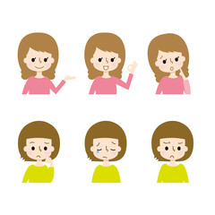 女性 上半身　表情セット