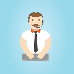  Call center operator. 24h all the time customer support center.