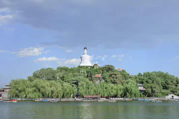 Fototapeta na wymiar Beihai Park with the famous white Stupa, Beijing, China