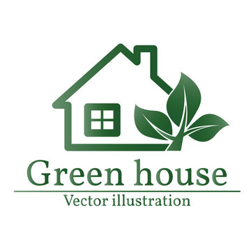Green house logo. Eco house. Green house Vector. Green house art