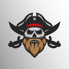 Captain Pirate Skull and crossed sabers.