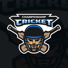 Cricket sport emblem.