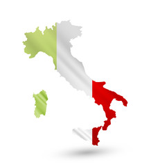 Italy contour map with Italy flag overlay on it