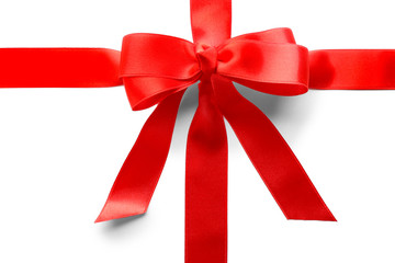 Two ribbons and bow, isolated on white