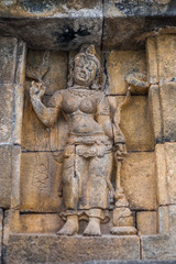 Obraz premium Stone fresco on the wall of the temple. Borobudur. Indonesia. The island of Java. An excellent illustration