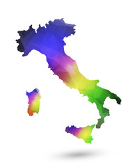 Fototapeta premium Rainbow color map of Italy with geometric design