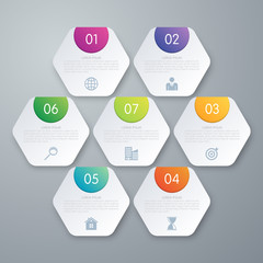 Vector illustration infographics seven hexagons