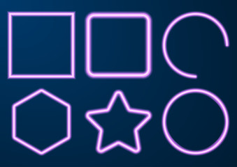 Vector illustration of a set of neon figures