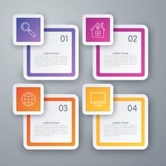 Obraz premium Vector illustration of four square infographics