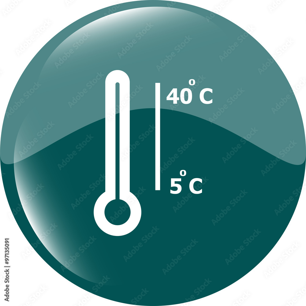 Poster thermometer icon web button isolated on white vector illustration
