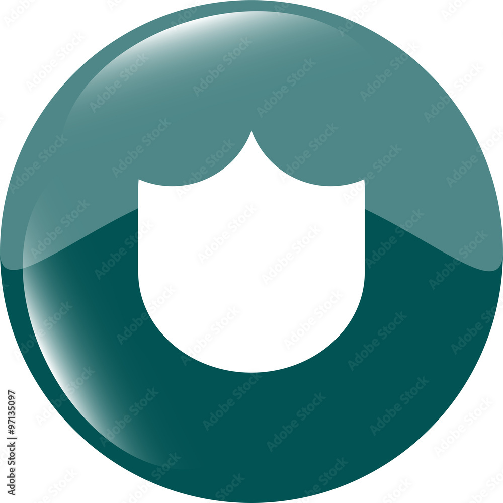 Poster protection shield on web icon, web button isolated on white vector illustration