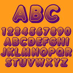 Stock Vector font pointillism. Letters and Numbers