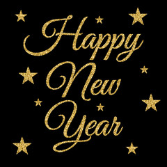 Vector illustration of gold happy new year