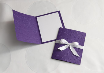 purple handmade card with embossing