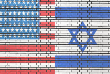 USA and Israel flags on a wall