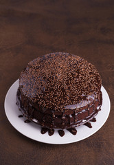 Luxurious Rich Chocolate  Cake on White Plate