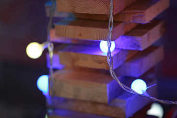 Decorated Christmas room, close up