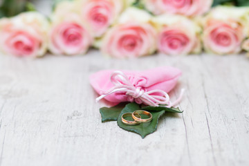 Wedding rings and flowers