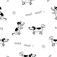 The seamless pattern with two funny dogs