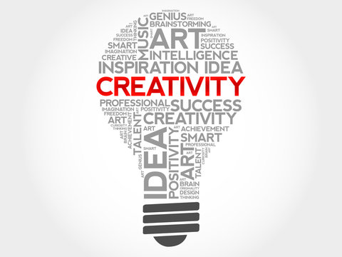 Creativity bulb word cloud concept