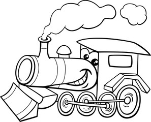 steam engine cartoon coloring page