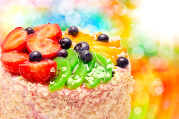 Fototapeta na wymiar Fruit cake close up