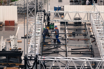Ljubljana, Slovenia - June 19, 2015. Flow Festival Ljubljana,Tabacna, preparations for the...