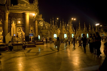 YANGON, MYANMAR - FEB 19 : The atmosphere of Shwedagon Pagoda on