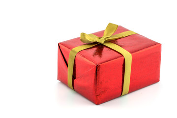 Obraz premium Red gift box, concept new year and christmas day, clipping part
