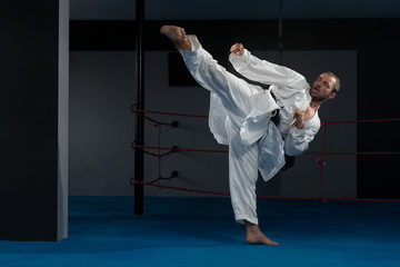 Black Belt Karate Expert With Fight Stance