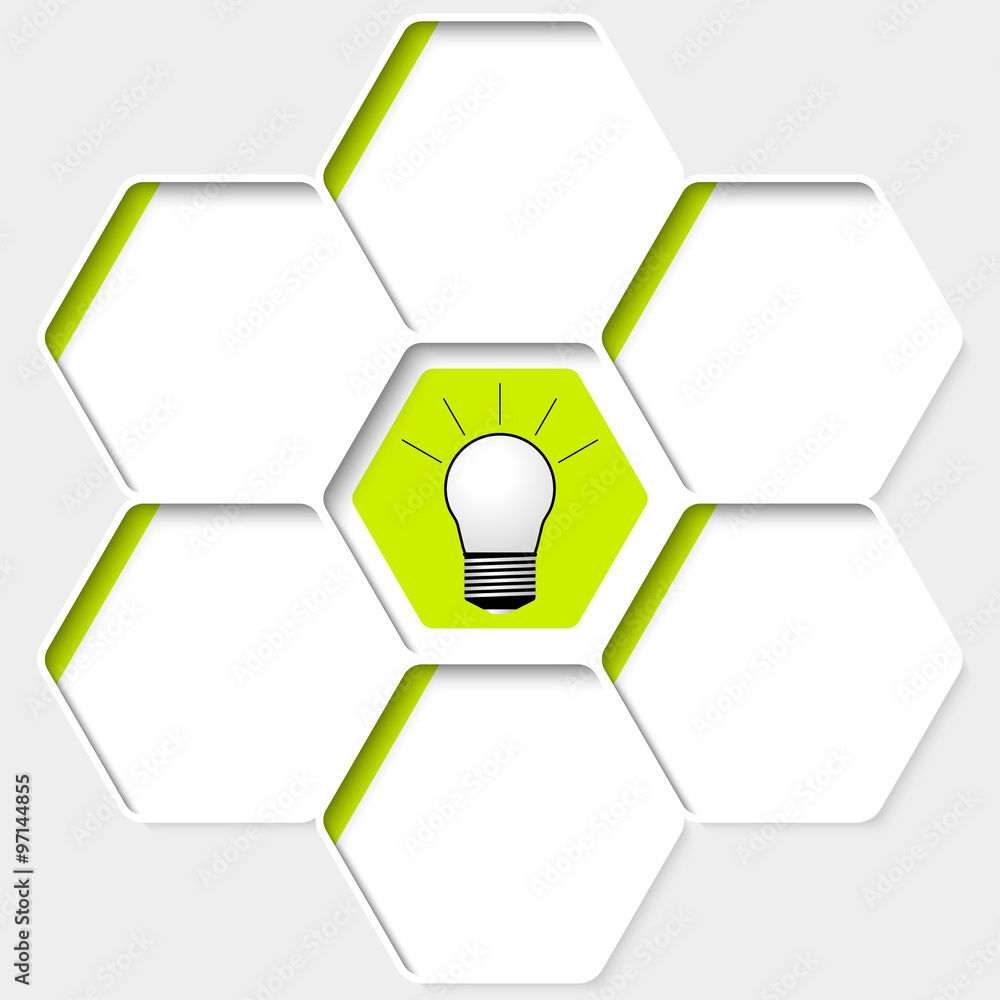 Poster set of five hexagons for your text and a symbol