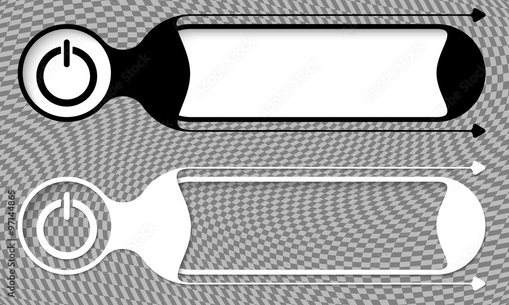 Poster two abstract buttons with arrows and power button